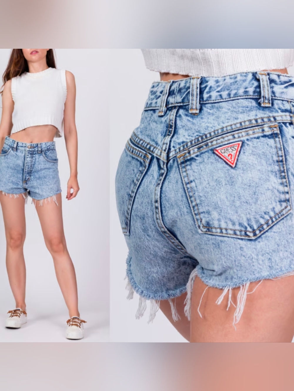 Georges Marciano for Guess  Vintage  Acid Wash Distressed Cut Off Denim Shorts - Picture 4 of 4